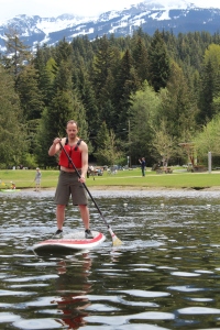 Pasty Englishman attempts balance feat on stand-up paddle board!